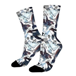 Ocean Killer Whale Women Printed Crew Socks Funny Funky Socks Soft Polyester Novelty Gifts for Artists Men - 1 of 1