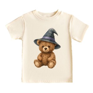 Watercolor Witchy Bear - Kids Youth Short Sleeve Tee and Toddler Short Sleeve Tee - 1 of 3