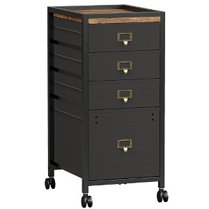 Garvee 4 Drawer File Cabinet, Mobile Filing Cabinet Rolling Printer Stand Fits A4 or Letter Size Under Desk Storage Cabinet for Home Office, Black - 1 of 4