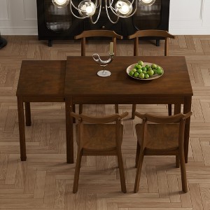 UPHA 65" 5-Piece Extendable Dining Table Set with Wheels and 4 Dining Chairs - 1 of 4
