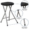 Emma and Oliver 2 Pack Foldable Portable Stool with Black Plastic Seat and Titanium Gray Frame - 3 of 4