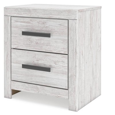 Whitewash Transitional 2-Drawer Nightstand