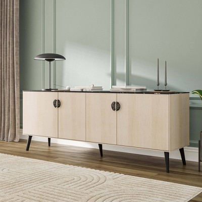 Haley 78.7" Black and White Mid-Century Modern Sideboard