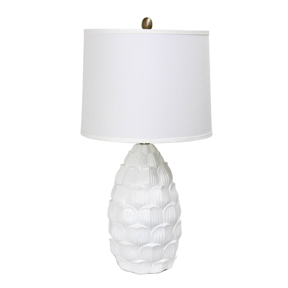 Photos - Floodlight / Garden Lamps Resin Table Lamp with Fabric Shade White - Elegant Designs