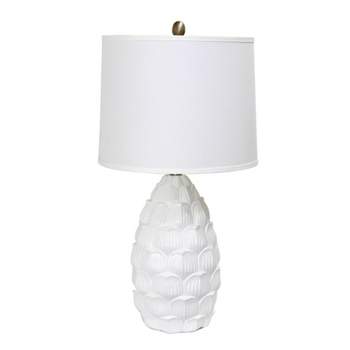 Resin Table Lamp with Fabric Shade White - Elegant Designs