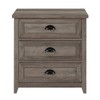 Okak Farmhouse 3-Drawer Bedside Table with Cup Handles, Accent Nightstand with Easy-Pull Drawers for Bedroom Small Spaces, Gray Wash - 3 of 4