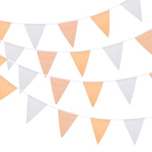 Unique Bargains Birthday Wedding Garden Outdoor Decor Solid Plaid Triangle Flags Banner 33ft - 1 of 4