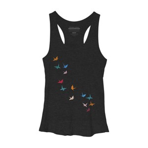 Women's Design By Humans Flying Paper Cranes Birds By Magnussons Racerback Tank Top - 1 of 3