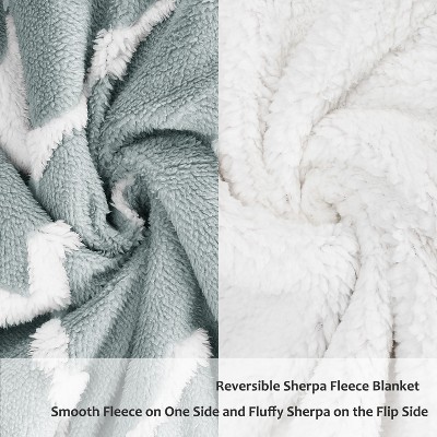 Catalonia Grey and White Sherpa Fleece Throw Blanket, 50x60 inches