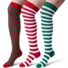 Joyfy 3 Pairs Christmas Long Striped Knee High Socks Xmas Socks Stockings for Christmas Women Girls Costume - 3 of 4