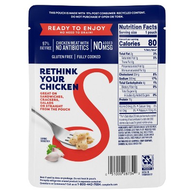 Swanson Garlic and Herbs White Chunk Chicken Ready to Eat Fully Cooked - 2.6oz