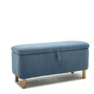 XIYUYEU Storage Bench for Bedroom,Boucle Fabric Storage Ottoman Bench with Storage Compartment,Ottoman for Living Room,Bedroom,Gray/Orange/Blue - 1 of 4