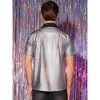 Lars Amadeus Men's Short Sleeves Button Down Shiny Metallic Party Disco Shirts - 3 of 4