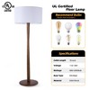 61" Walnut Wood Standing Floor Lamp with Linen Drum Shade, Modern Accent Light for Living Room, Bedroom, Hallway & Study - 2 of 4