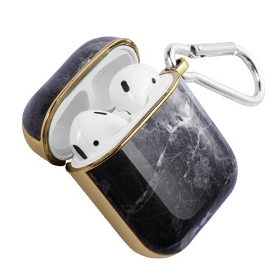 Insten Marble Case with Laser Gold For AirPods 1 & 2, Glossy Soft TPU Skin Cover (Support Wireless Charging) Gray