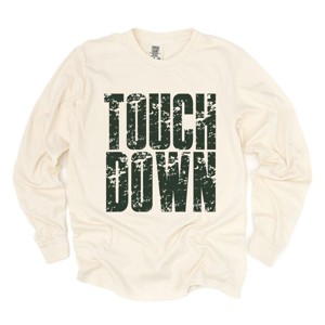 Touch Down Block Distressed - Women's Garment Dyed Long Sleeve Graphic T-Shirt - 1 of 4