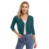 BLUEMING Women’s Cropped Button-Front Cardigan - Textured Knit with 3/4 Sleeves & Elevated Everyday Silhouette - 4 of 4