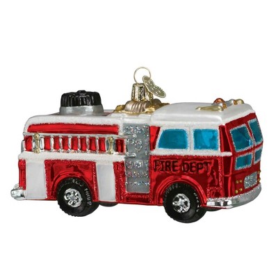 Old World Christmas 2.0 Inch Fire Truck Owc Vehicle Fireman Tree Ornaments