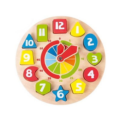 Small Foot Wooden Toys Shape Sorting Learning Clock Educational Playset