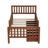 Wood Platform Bed with Guardrails and 2 Storage Drawers for Kids or Guest Room, No Box Spring Needed-Cuddlewood - 3 of 4
