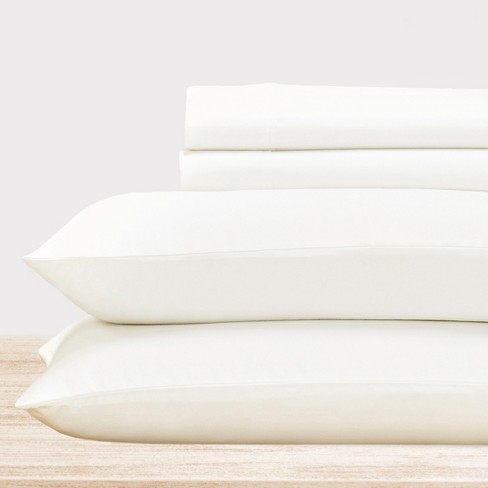 Cream White Queen Sheet Set - 100% Cotton Sateen Weave, 400 Thread