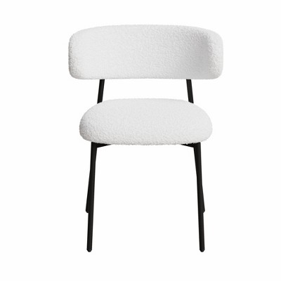 Lirago Set of 2 White Medieval Modern Dining Chairs-Teddy Velvet Upholstery with Metal Legs, Easy Assembly for Home & Office