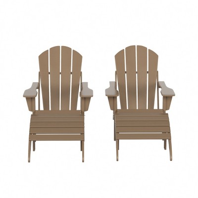WestinTrends Malibu HDPE Outdoor Patio Folding Poly Adirondack Chairs with Ottomans (4-Piece Conversation Set)