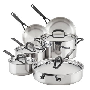 KitchenAid 5-Ply Clad Stainless Steel 10pc Cookware Set: Induction Safe, Even-Heating, Dishwasher-Safe, Riveted Handles - 1 of 4