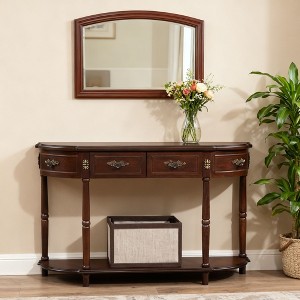 Homy Casa Rectangle Console Table with Drawers and Lower Shelf for Entryway or Living Room, Brown - 1 of 4