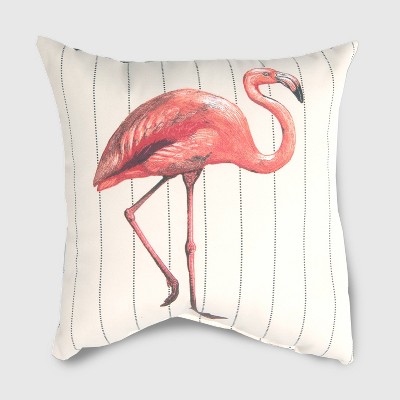 Square Flamingo Outdoor Pillow 