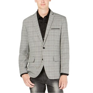 I.N.C International Concepts Mens Plaid Milan Two Button Blazer Jacket, Grey, Large - 1 of 1