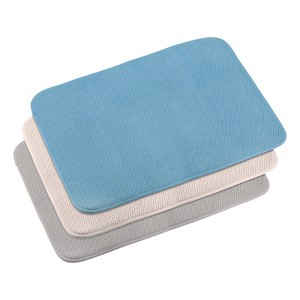 Unique Bargains Microfiber Absorbent Reversible Heat Resistant Dish Drainer Mats Blue/Grey/Beige 3 Pcs - 1 of 4