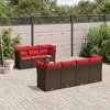 vidaXL 8 Piece Patio Sofa Set with Cushions Brown Poly Rattan - 2 of 4