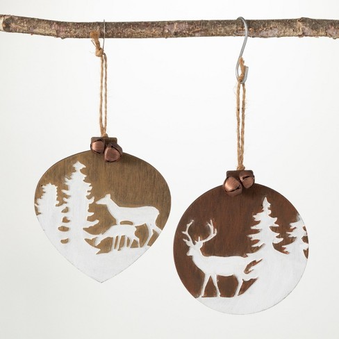 6h Sullivans Wooden Tree Ornament - Set Of 3, Brown Christmas Ornaments :  Target