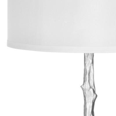 Silvered Tree Trunk Tripod Floor Lamp with White Cotton Shade