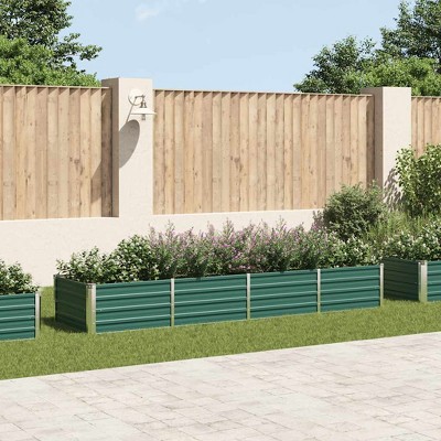 vidaXL Raised Bed Green Galvanized Steel 94.5 x 31.5 x 17.7 in Planters