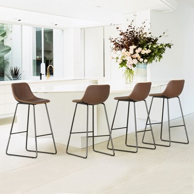 Arceso Bar Stools Set of 4, 30 Inch Faux Leather Barstools, Modern Counter Height Stools , Armless Counter Chairs for Kitchen Island