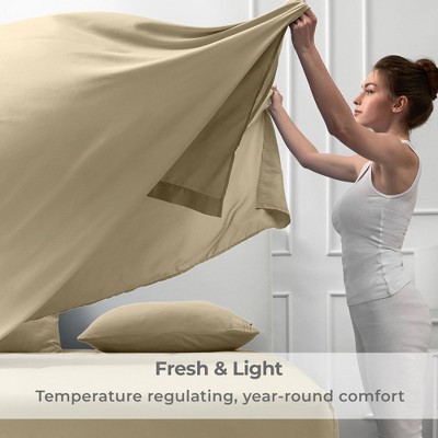 Queen Size New Beige Microfiber Deep Pocket Sheet Set