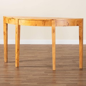 bali & pari Jihan Real Burl Wood Half Moon Large Console Table Light Mappa Burl - 1 of 4