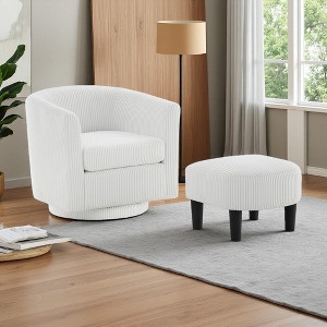 Corduroy Swivel Recliner Chair with Ottoman and Washable Cushion - 1 of 4
