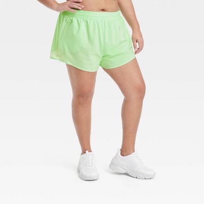 Normov Womens Medium Green High Waisted Mesh Accent Yoga Shorts