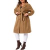 Agnes Orinda Women's Plus Size Faux Suede Notched Lapel Long Sleeve Pocket Long Trench Overcoats - 2 of 4