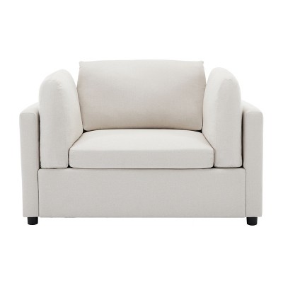 NicBex Linen Oversized Accent Chair,Upholstered Living Room Chairs with Two Lumbar Support Cushions and Ottoman,Single Sofa for Living Room