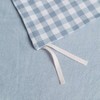 Light Blue Gingham Duvet Cover Queen 100 Washed Cotton Set 3 Pieces with Zipper Ties - 4 of 4