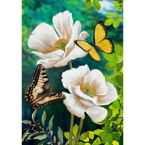 Butterflies and Poppies Spring Garden Flag Floral 18" x 12.5" Briarwood Lane - 1 of 4