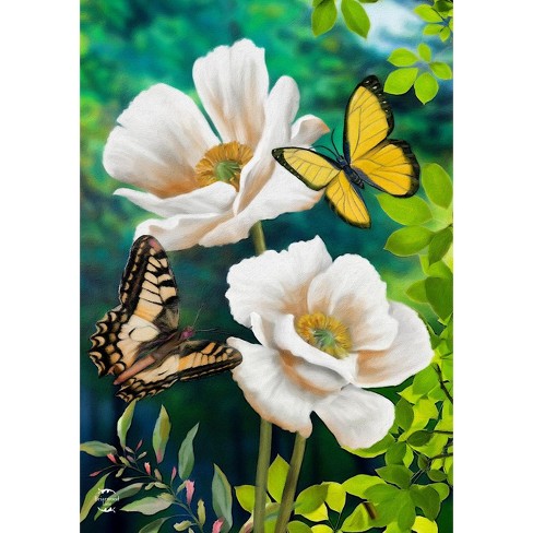 Butterflies and Poppies Spring Garden Flag Floral 18" x 12.5" Briarwood Lane - image 1 of 4