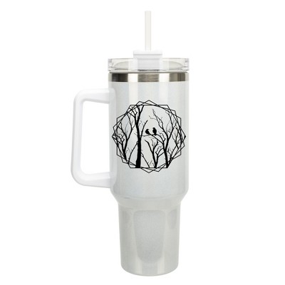 Elanze Designs Birds Resting on Tree Branches 40 oz. Stainless Steel, Large Water Bottle Coffee Mug, Spill & Leak Resistant, Thermal Travel Tumbler