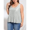 Womens Plus Size Sequin Tank Tops Scoop Neck Sleeveless T-Shirts Sparkle Shimmer Tunic Tops - 2 of 4
