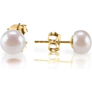 AAA+ Freshwater Pearl Stud Earrings - Sterling Silver & 14K Gold Plated, Hypoallergenic Cultured Pearl Jewelry - 1 of 4