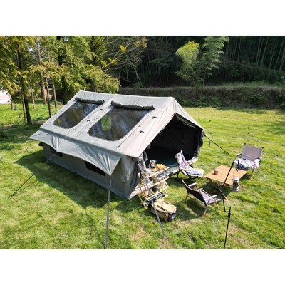 PAGED 9.8 x13ft Camping Tent Inflatable Camping Tents with Mesh and Chimney Window for Fishing, Car Camping, Hiking, Mountaineering